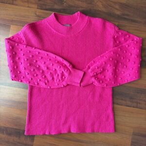 Romantic Preppy‎ Vince Camuto Pink Textured Dot Mock Neck Sweater M